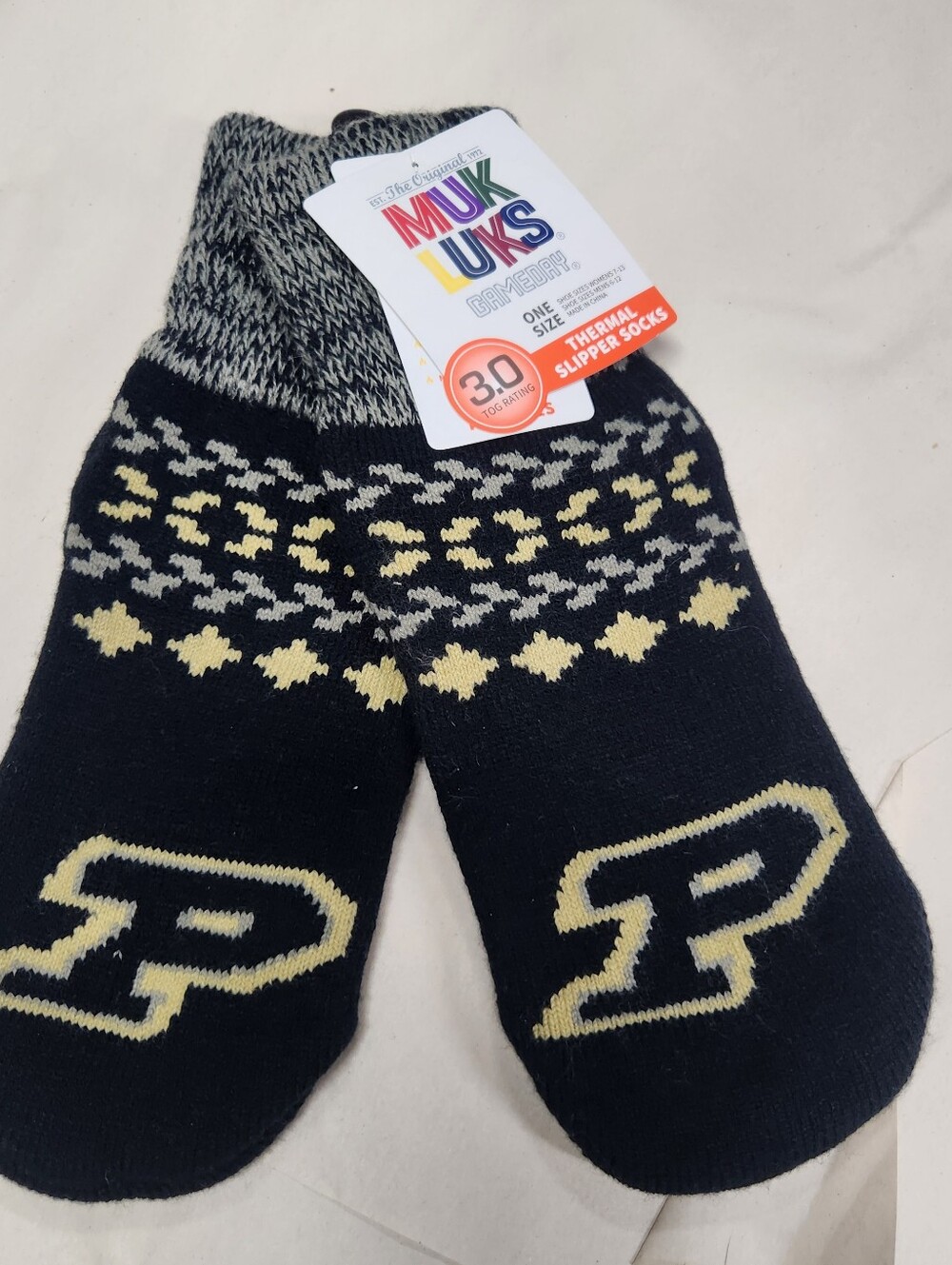 Muk Luks Game Day Purdue Thermal Slipper Socks One Size New
